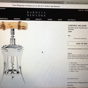 G. Lorenzi Wine Opener from Barneys Dept Store